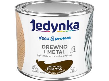 Zdjęcie: Emalia akrylowa Deco&Protect drewno i metal satynowy połysk brązowy ciemny 0,2 L JEDYNKA