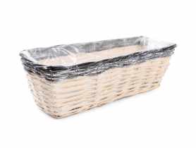 Balkonówka doniczka wiklinowa z folią na kwiaty 42x16x12 cm naturalny-czarny TIN TOURS