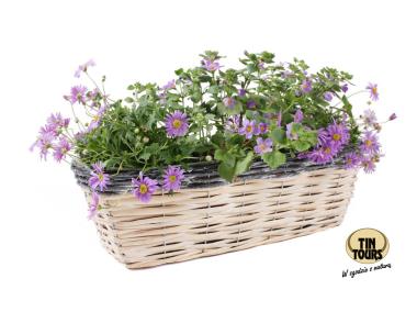 Zdjęcie: Balkonówka doniczka wiklinowa z folią na kwiaty 42x16x12 cm naturalny-czarny TIN TOURS