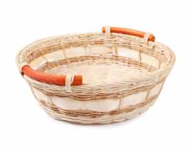 Koszyk rattanowy z paskiem bambusowym 25x8 cm TIN TOURS