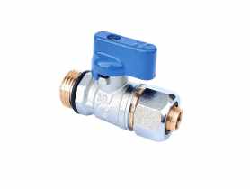 Zawór na zawieszce kulowy mini do rur pex 1/2" x 16 x 2,0 niebieski CALIDO
