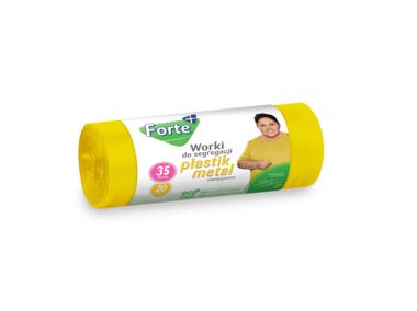 Zdjęcie: Worki na śmieci LDPE zawiązywane do segregacji plastik, metal 25 L - 20 szt. FORTE+