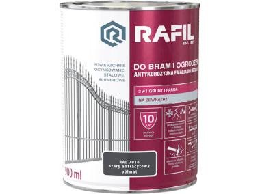Zdjęcie: Gruntoemalia do bram i ogrodzeń szary RAL7016 0,9L RAFIL