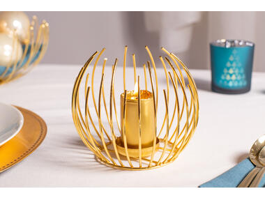Zdjęcie: Świecznik metalowy 14x12 cm złoty ALTOMDESIGN