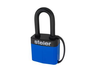 Zdjęcie: Kłódka Steier KW-40L stalowa PCV powlekana, długi pałąk METRO