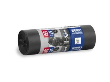 Zdjęcie: Worki na śmieci Wytrzymałe 60 L - 10 szt. czarny ANNA ZARADNA