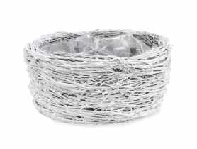 Donica ogrodowa z gałązek brzozy 34x16 cm wrzosówka biała TIN TOURS