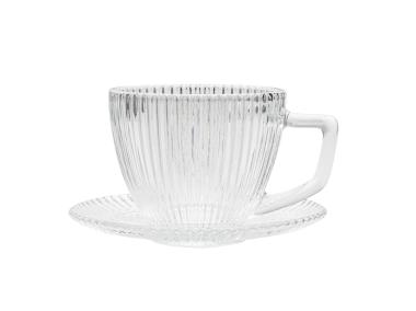 Zdjęcie: Filiżanka szklana Selena 250 ml ze spodkiem w opasce ALTOM DESIGN
