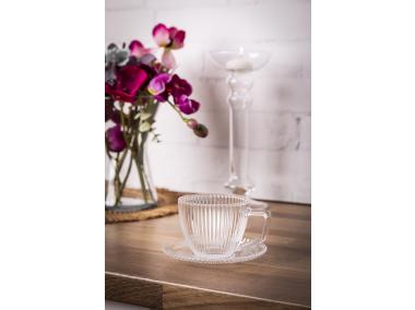 Zdjęcie: Filiżanka szklana Selena 250 ml ze spodkiem w opasce ALTOM DESIGN