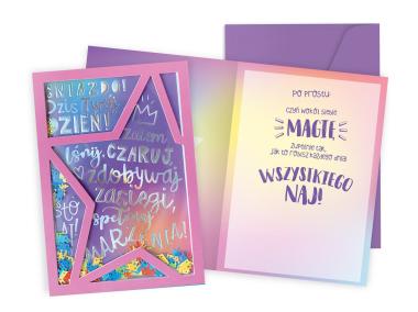 Zdjęcie: Karnet Konfetti KNF-050 Urodziny - gwiazda KUKARTKA