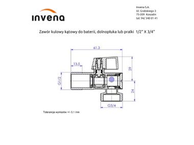 Zdjęcie: Zawór kątowy kulowy 1/2x3/4 z filtrem INVENA