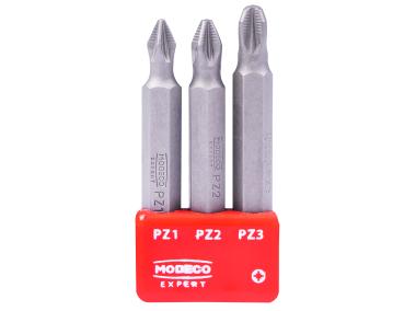 Zdjęcie: Zestaw bitów 50 mm PZ1 PZ2 PZ3 - blister - 3 elementy MODECO EXPERT