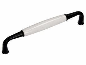 Uchwyt meblowy UP16 rozstaw 128 mm porcelana biała + czarny matowy GAMET