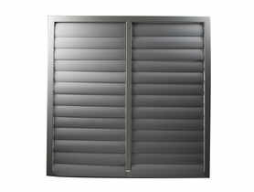 Żaluzja grawitacyjna zewnętrzna 725x725 mm, metalowa ramka plastikowe lamele, szara VENTIKA