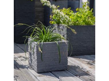 Zdjęcie: Donica ogrodowa kwadratowa 27 x 27 cm Kubus ceglana szara PATIO