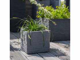 Donica ogrodowa kwadratowa 27 x 27 cm Kubus ceglana szara PATIO