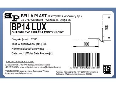 Zdjęcie: Listwa PVC okapnikowa, podtynkowa z siatką BP14 Lux L300 biała BELLA PLAST