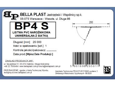 Zdjęcie: Kątownik PVC uniwersalny z siatką, na rolce BP4S L25 m BELLA PLAST