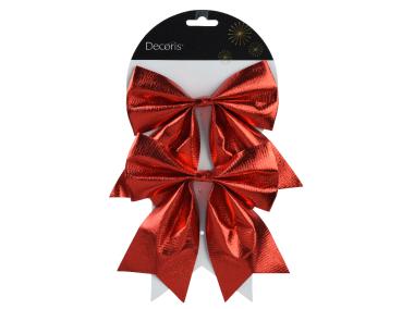 Zdjęcie: Kokardy poliestrowe 15x17x1 cm - 2 szt. czerwone KAEMINGK