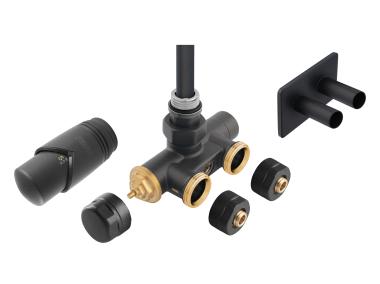 Zdjęcie: Zestaw termostatyczny z nastawą wstępną, tuleją zanurzeniową, głowicą termostatyczną antracyt FERRO