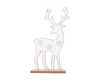Zdjęcie: Renifer drewniany 13x5x25 cm biały ze złotem ALTOMDESIGN