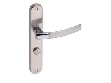 Zdjęcie: Klamka wewnętrzna Carino DH-91A szyld długi WC-L chrom+nikiel szczotkowany GAMET BASIC LINE