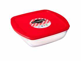 Naczynie żaroodporne kwadratowe 25x22 cm z plastikową pokrywą ARCUISINE