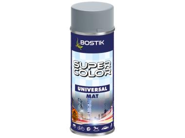 Zdjęcie: Lakier uniwersalny ogólnego zastosowania Super Color Universal Mat szary RAL 7001 400 ml BOSTIK