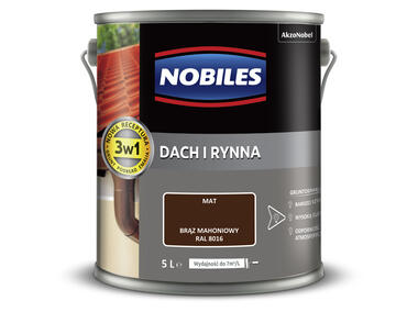 Zdjęcie: Farba emalia do dachów i rynien 5 L brąz machoniowy NOBILES