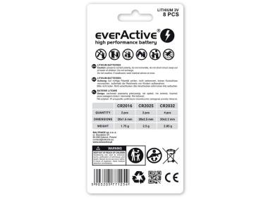 Zdjęcie: Zestaw 8 sztuk baterii litowych CR2032, CR2025, CR2016 EVERACTIVE
