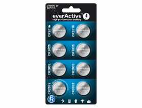 Zestaw 8 sztuk baterii litowych CR2032, CR2025, CR2016 EVERACTIVE