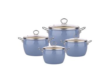 Zdjęcie: Komplet garnków emaliowanych Balbina 8 elementów soft blue ALTOMDESIGN