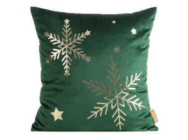 Zdjęcie: Poduszka welwetowa świąteczna 45x45 cm ciemnozielono-złota EUROFIRANY
