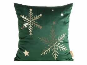 Poduszka welwetowa świąteczna 45x45 cm ciemnozielono-złota EUROFIRANY