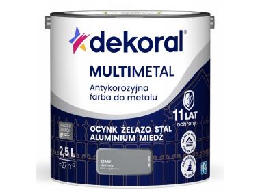 Zdjęcie: Farba do metalu Multimetal Antykorozyjna Szary 2,5 L DEKORAL