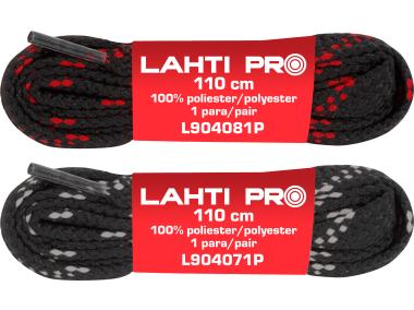Zdjęcie: Sznurowadła płaskie, czarno-szare, 10 par, 110 cm, LAHTI PRO