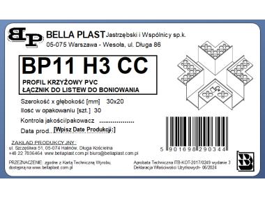Zdjęcie: Profil krzyżowy PVC BP11 H3 CC biały, łącznik do listew do boniowania BP11 H3 BELLA PLAST
