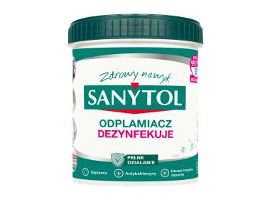 Zdjęcie: Odplamiacz dezynfekujący w proszku do tkanin białych i kolorowych 450 g SANYTOL