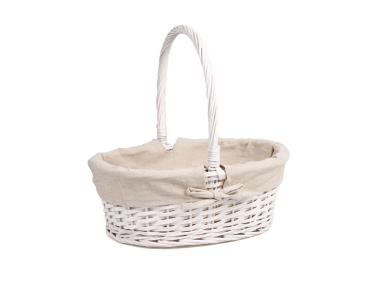 Zdjęcie: Kosz wiklinowy z materiałem 30x24x13/30 cm biały TIN TOURS