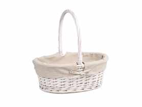 Kosz wiklinowy z materiałem 30x24x13/30 cm biały TIN TOURS