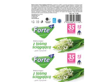 Zdjęcie: Worki na śmieci z taśmą LDPE 35 L - 15 szt. FORTE+