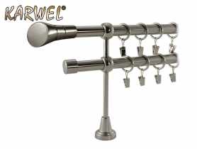 Karnisz podwójny Valentina 19 mm -2,4 m Rullo nikiel KARWEL