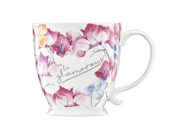 Zdjęcie: Kubek porcelanowy Garden na stopce 480 ml kwiaty różowe AMBITION