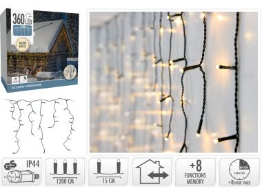 Zdjęcie: Łańcuch świetlny sople 12 m 360 led ciepły biały KOOPMAN