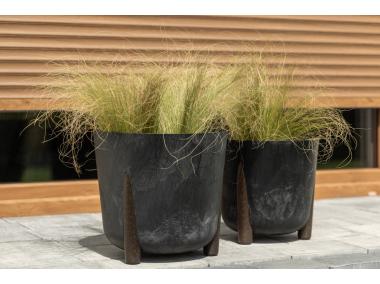 Zdjęcie: Donica okrągła Frida 210 mm Eco recycled, czarny beton LAMELA