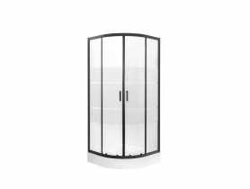 Kabina półokrągła 90x90, szkło transparentne, polski brodzik o wysokości 16 cm w komplecie LIVENO