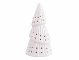 Figurka porcelanowa Choinka oświetlenie LED 8x8x15 cm biała ALTOMDESIGN