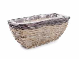 Balkonówka doniczka wiklinowa do obsadzania kwiatami 30x14x12 cm brąz TIN TOURS