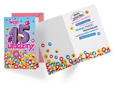 Zdjęcie: Karnet PR-339 Urodziny 15 - cyferki KUKARTKA