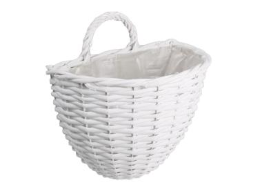 Zdjęcie: Kosz wiklinowy zawieszany na ścianę 26x17x18/25 cm biały TIN TOURS